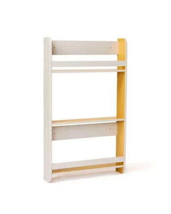 Wisząca półka na książki dla dzieci w kolorze szaro-żółtym z dwoma poziomami na książki. Kid’s Concept Wisząca półka na książki grey mustard STAR
