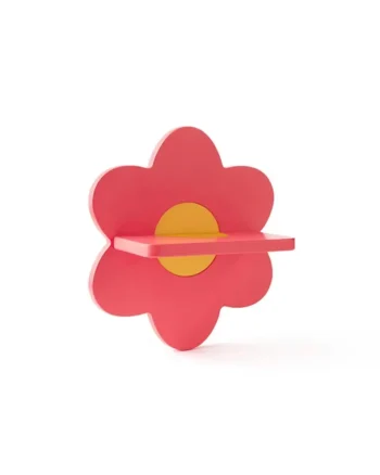 Półka dziecięca w kształcie kwiatu różowa z żółtym środkiem do pokoju dziecka. Kid’s Concept Półka flower pink
