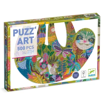 Puzzle tradycyjne 500 elementów z kolorowym wzorem leniwca i roślin dla dzieci. Djeco Puzzle artystyczne LENIWIEC 500 elementów