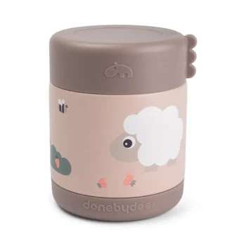 Termos obiadowy dla dziecka różowy z motywem owcy i pszczółki 300 ml. Done by Deer Termos Obiadowy dla Dziecka 300ml Tiny Farm Powder