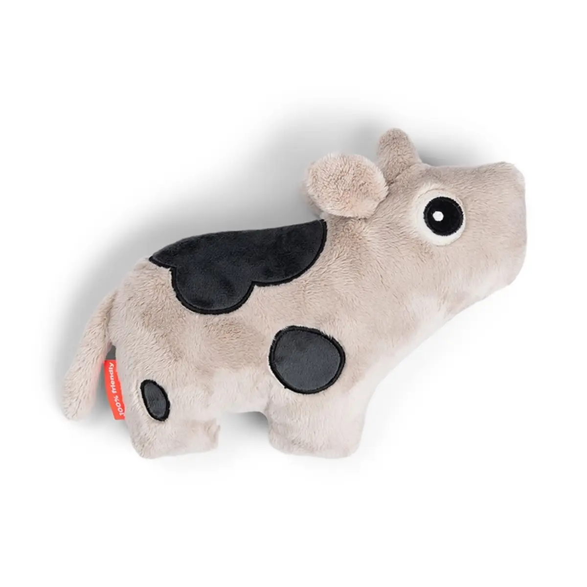 Pluszowa przytulanka maskotka w kształcie krówki w kolorze beżowym z czarnymi łatami dla dziecka. Done by Deer Przytulanka Maskotka Krówka Dotti Sand 25cm