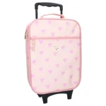Różowa walizka dziecięca na kółkach z wzorem różowych serc dla dziewczynki. Kidzroom Walizka dla dzieci Magical Heart pink