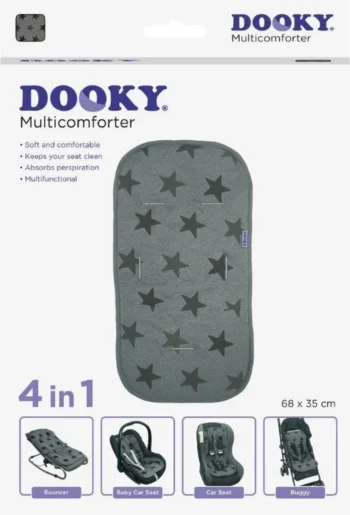 Uniwersalna wkładka do wózka szara w czarne gwiazdy dla dziecka 4w1. Dooky Uniwersalna wkładka do wózka 4w1 Grey Stars