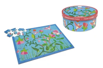 Puzzle 100 elementów z kolorowymi kolibrami i kwiatami dla dzieci. Scratch Puzzle KOLIBRY 100szt