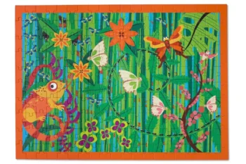 Puzzle 200 elementów z motywem dżungli z kwiatami i owadami dla dzieci. Scratch Puzzle DŻUNGLA 200szt