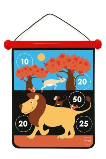 Magnetyczna tarcza do rzutek z motywem zwierząt safari dla dzieci rozmiar M. Scratch Rzutki magnetyczne Safari rozmiar M