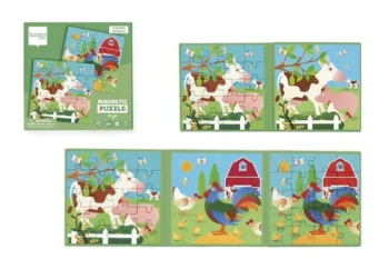 Magnetyczne puzzle dla dzieci 2 obrazki farma 40 elementów z motywem zwierząt i budynków wiejskich. Scratch Puzzle magnetyczne książka podróżna Farma 2 obrazki 40 elem