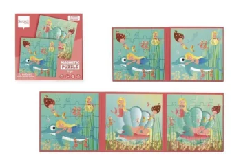 Magnetyczne puzzle 40 elementów z obrazkami syrenek dla dzieci. Scratch Puzzle magnetyczne książka podróżna Syrenki 2 obrazki 40 elem