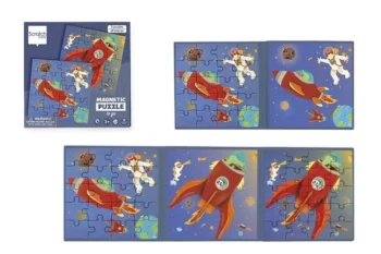 Magnetyczne puzzle dla dzieci 2 obrazki rakieta i kosmos 40 elementów. Scratch Puzzle magnetyczne książka podróżna Rakieta i kosmos 2 obrazki 40 elem