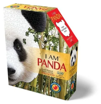 Pudełko puzzli konturowych z wizerunkiem pandy 550 elementów dla dzieci powyżej 10 lat. Madd Capp Puzzle konturowe I AM Panda 550 elem