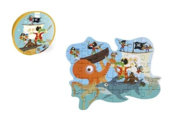 Puzzle konturowe 29 elementów z motywem piratów i ośmiornicy na morzu dla dzieci. Scratch Puzzle konturowe Piraci 29 elem