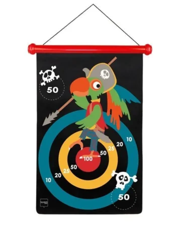 Magnetyczna tarcza do rzutek z motywem papugi pirata i punktacją dla dzieci rozmiar L. Scratch Rzutki magnetyczne Piraci rozmiar L