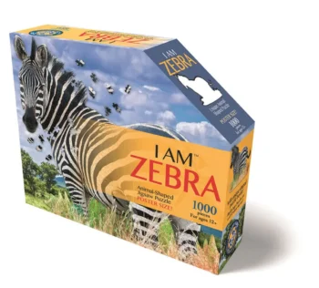 Puzzle konturowe 1000 elementów z obrazem zebry na tle nieba i trawy. Madd Capp Puzzle konturowe I AM Zebra 1000 elem