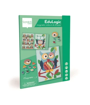 Magnetyczna układanka puzzle z kolorowymi kształtami sowy dla dzieci. Scratch magnetyczna układanka kształty i kolory Sowa