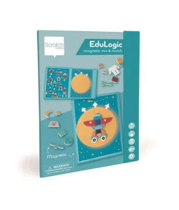 Magnetyczna układanka puzzle z motywem kosmosu z kolorowymi kształtami dla dzieci. Scratch magnetyczna układanka kształty i kolory Kosmos