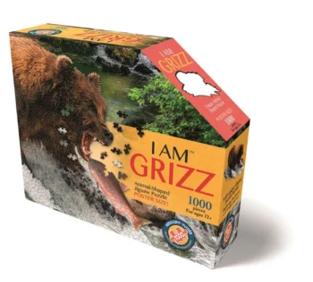 Puzzle konturowe 1000 elementów z wizerunkiem niedźwiedzia grizzly i krajobrazem dla dorosłych. Madd Capp Puzzle konturowe I AM Grizzly 1000 elem
