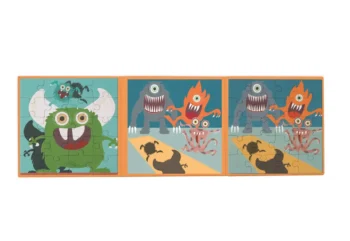 Magnetyczne puzzle dla dzieci z motywem stworków 2 obrazki 40 elementów. Scratch Puzzle magnetyczne książka podróżna Stworki 2 obrazki 40 elem