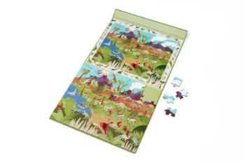 Puzzle magnetyczne z motywem dinozaurów 80 elementów dla dzieci gra obserwacyjna. Scratch 2w1 Puzzle magnetyczne i gra obserwacyjna Diznozaury 80el