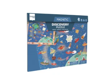 Puzzle magnetyczne 30 elementów z motywem kosmosu gra obserwacyjna dla dzieci. Scratch 2w1 Puzzle magnetyczne i gra obserwacyjna Kosmos 30el