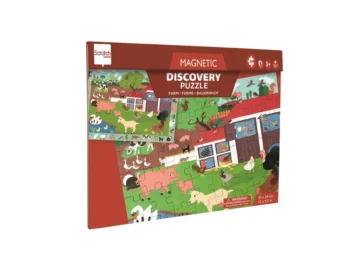 Puzzle magnetyczne 48 elementów z motywem farmy gra obserwacyjna dla dzieci. Scratch 2w1 Puzzle magnetyczne i gra obserwacyjna Farma 48el