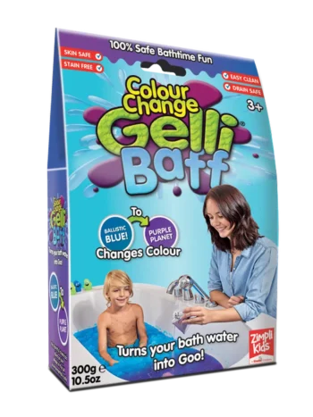Magiczny proszek do kąpieli zmieniający kolor na błękitny dla dzieci powyżej 3 lat. Zimpli Kids Magiczny proszek do kąpieli Gelli Baff Colour Change błękitny 3+