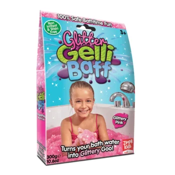 Różowy proszek do kąpieli z brokatem dla dzieci powyżej 3 lat. Zimpli Kids Magiczny proszek do kąpieli Gelli Baff Glitter różowy 3+