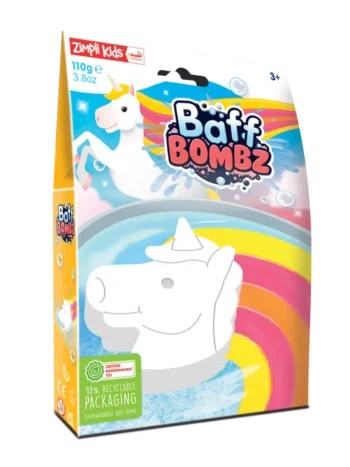 Kula do kąpieli jednorożec zmieniająca kolor wody dla dzieci powyżej 3 lat. Zimpli Kids Jednorożec do zabawy do kąpieli zmieniający kolor wody Rainbow Baff Bombz 3+
