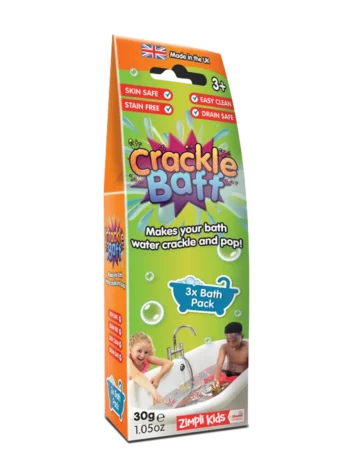Strzelący proszek do kąpieli w trzech kolorach dla dzieci powyżej 3 lat opakowanie 3 użycia. Zimpli Kids Strzelający proszek do kąpieli Crackle Baff Colours 3 użycia 3 kolory 3+