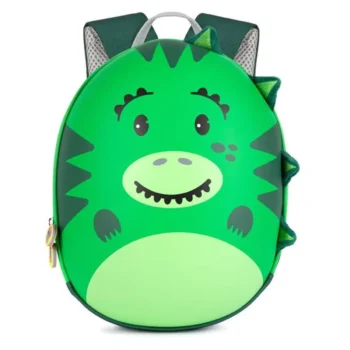 Zielony plecak dziecięcy w kształcie dinozaura z wypukłymi elementami na plecy dla dziecka. boppi plecak DINOZAUR
