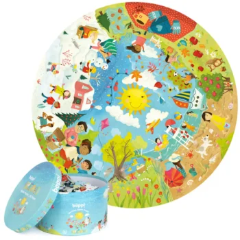 Okrągłe puzzle tradycyjne 150 elementów z ilustracją pór roku dla dzieci. boppi Puzzle okrągłe 58cm Pory roku 150 elem