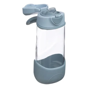 Sportowa butelka tritanowa 450 ml z niebieskim silikonowym uchwytem i ustnikiem dla dziecka. b.box Sportowa butelka tritanowa 450ml Chill Out
