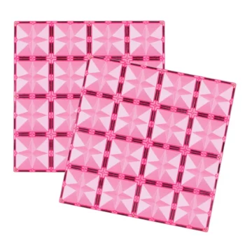 Dwie różowe kwadratowe płyty magnetyczne do klocków konstrukcyjnych dla dzieci 30 na 30 cm. Coblo Klocki magnetyczne konstrukcyjne dla dzieci 2 płyty 30×30