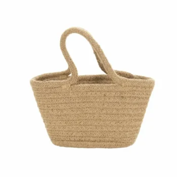 Torebka koszyk shoper z naturalnego włókna konopnego beżowa z uchwytami. Egmont Toys Koszyczek shoper z włókna konopnego