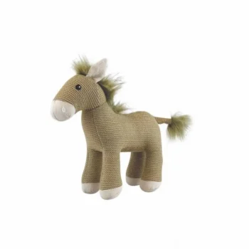 Mała przytulanka konik w beżowym kolorze z zielonymi elementami dla dziecka. Egmont Toys Przytulanka Konik Henry mały
