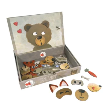 Magnetyczne puzzle z elementami twarzy zwierząt do układania emocji dla dzieci. Egmont Toys Gra magnetyczna Emocje ekspresje