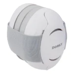 Białe słuchawki ochronne dla niemowląt 0-3 lat z regulowanym szarym paskiem. Dooky Słuchawki ochronne Baby Earmuff white 0-3 l