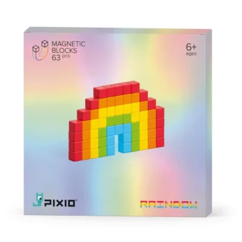 Magnetyczne klocki w kolorach tęczy 63 elementy dla dzieci powyżej 6 lat. Pixio Klocki Rainbow Story Series
