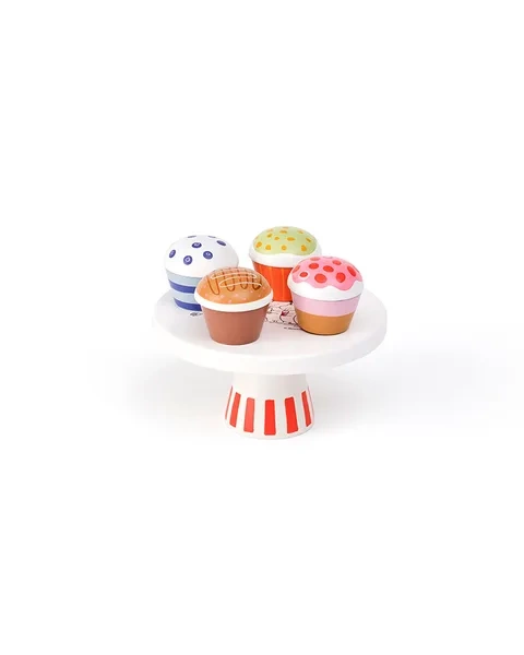 Drewniana patera z czterema kolorowymi babeczkami dla dziecka. Kid’s Concept Patera z babeczkami MOOMIN