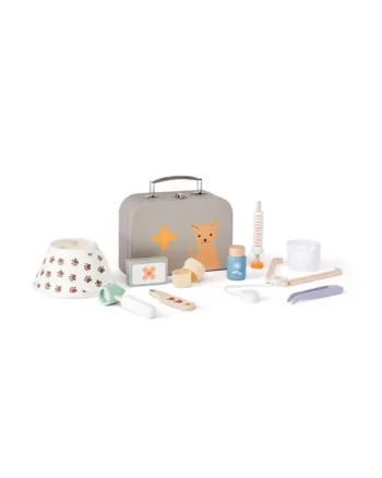 Drewniany zestaw weterynarza dla dziecka z akcesoriami i walizką z motywem lisa. Kid’s Concept Zestaw weterynarza KID’S HUB