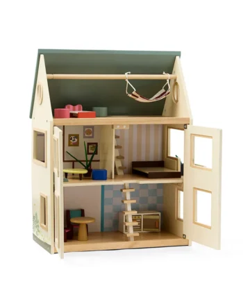 Drewniany domek dla lalek z otwieranymi drzwiami i mebelkami dla dzieci. Kid’s Concept Domek dla lalek AIDEN