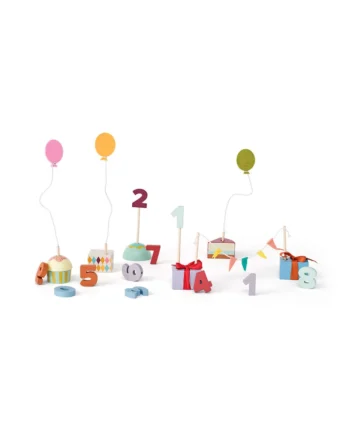 Drewniane kolorowe dekoracje urodzinowe z cyframi i balonami dla dzieci. Kid’s Concept Drewniane dekoracje urodzinowe KID’S HUB