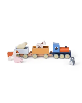Drewniany pociąg z wagonikami i zwierzętami farma zabawka dla dziecka. Kid’s Concept Drewniany pociąg farma AIDEN