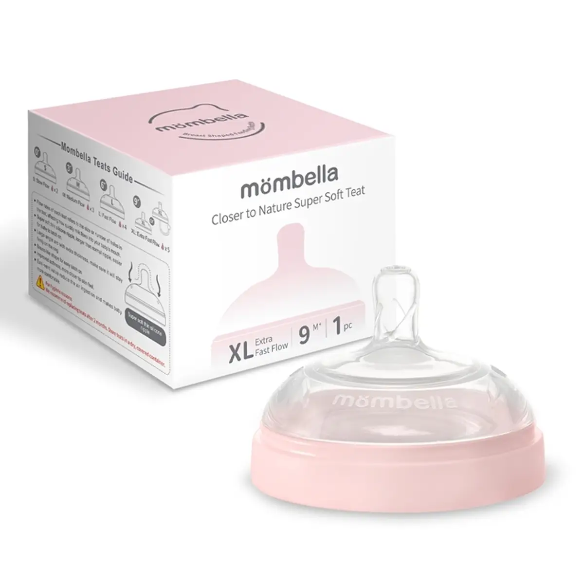 Smoczek do butelki antykolkowy kształt piersi rozmiar xl kolor różowy dla niemowląt. Mombella Smoczek do Butelki Antykolkowej Breast Shape XL Old Rose