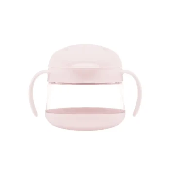 Pojemnik na przekąski różowy przezroczysty z uchwytami dla dziecka 250 ml. Ubbi Pojemnik na Przekąski Tweat Blush Pink 250 ml