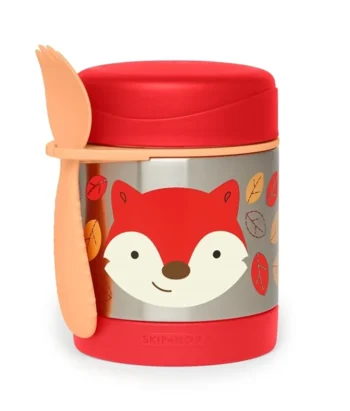 Czerwony termos dla dziecka z motywem lisa i liści pojemność 325 ml z łyżeczką. Skip Hop Termos dla Dziecka Lis 325ml ZOO 325 ml