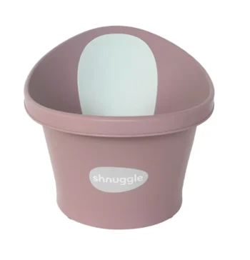 Wanienka dla niemowlaka różowa z odpływem i białym wzmocnieniem wewnątrz. Shnuggle Wanienka dla Niemowlaka z Odpływem Baby Blossom Pink