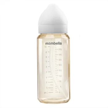 Butelka do karmienia dla niemowlaka 300 ml antykolkowa przezroczysta z białym smoczkiem. Mombella Butelka dla Niemowlaka 9M Antykolkowa Classic 300ml PPSU 300 ml