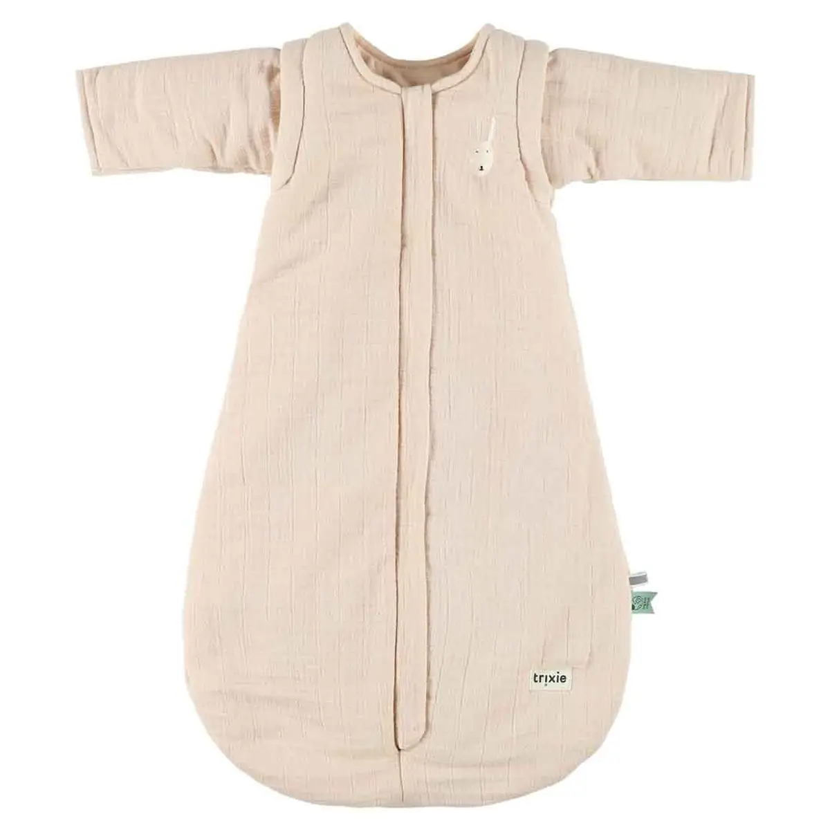 Bawełniany śpiworek dla niemowlaka 3-8 miesięcy beżowy z króliczkiem na piersi. Trixie Bawełniany śpiworek 3-8 miesięcy 70cm Bliss Blossom Królik Baby