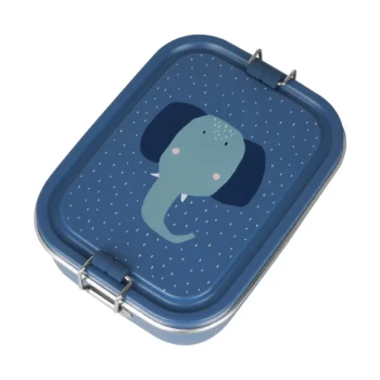 Mały stalowy lunch box w kolorze niebieskim z motywem słonia dla dziecka. Trixie Mały stalowy lunch box Słoń Baby
