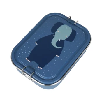 Duży stalowy lunch box niebieski z nadrukiem słonia dla dziecka. Trixie Duży stalowy lunch box Słoń Baby